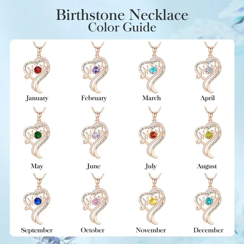 Miniatura 5 de DFUNH Regalos para el día de la madre para mamá y mujer, collar con dije de corazón con dije de corazón con piedra natal con relleno de oro rosa