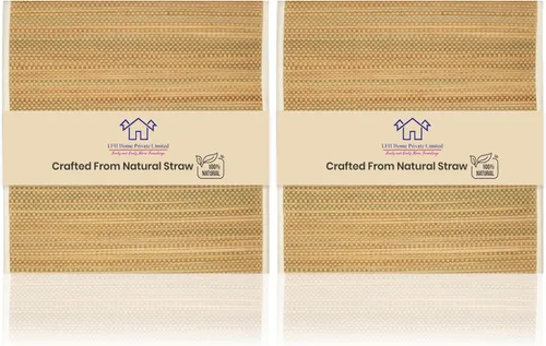 Miniatura 10 de LFH Home Handmade Straw Yoga Mat For Exercise, Workout, Fitness - Perfect Heavy Quality Eco Friendly Natural Straw Reversible Yoga Mat for Men &