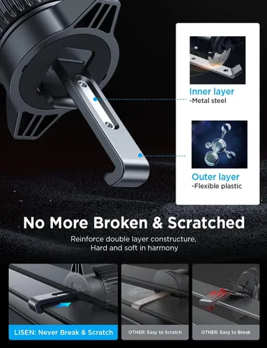 Miniatura 4 de LISEN Soporte de Teléfono para Automóvil 2025, Soportes de Teléfono para Tu Automóvil [Compatible con Fundas Gruesas] Soporte de Teléfono