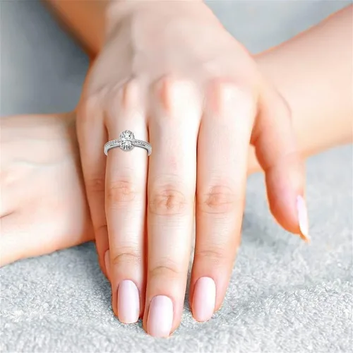 Miniatura 3 de Anillo de compromiso de 4 puntas de diamante de talla excelente ovalada con certificación IGI de 1, 2, 3 quilates, con cuello de diamante natural
