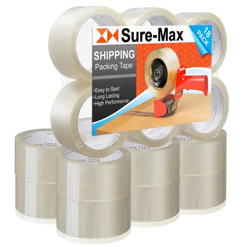 Miniatura 10 de Sure-Max Cinta de embalaje de cartón premium de 2.0 mil 165 pies (55 yardas), transparente, 1 caja (36 rollos en total)