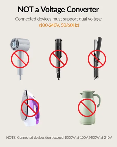 Miniatura 9 de SooPii Adaptador de viaje universal, convertidores de corriente con 1 USB C y 2 puertos USB A, adaptador de enchufe de viaje 7 en 1 cargador