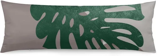Miniatura 9 de Funda de almohada corporal, estilo bohemio, abstracto, con hojas de Monstera tropicales, para cama, tamaño grande, suave, estilo mediados de siglo