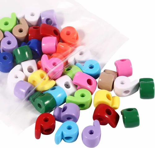 Miniatura 19 de 40 cuentas de letras 3D focales acrílicas sueltas para hacer joyas, pulseras, collares, llavero, bolsa de teléfono, cadena, llaveros (letras mixtas)