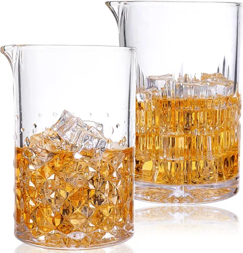 2 vasos de cóctel grabados con cristal de cristal, agitación de bebidas de 24 onzas, parte inferior gruesa y pesada, vasos mezcladores profesionales