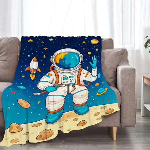 Miniatura 6 de Manta de Astronauta Manta de Astronauta Acogedora y Cálida Hombre del Espacio Manta de Vellón Suave Esponjosa de Felpa Manta Ligera Suave Decoración