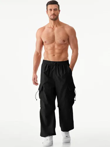 Miniatura 5 de JMIERR Pantalones Cargo Holgados para Hombre de Moda Casuales Pantalón de Paracaídas Ajuste Holgado Harem Joggers con Bolsillos para Ropa Urbana