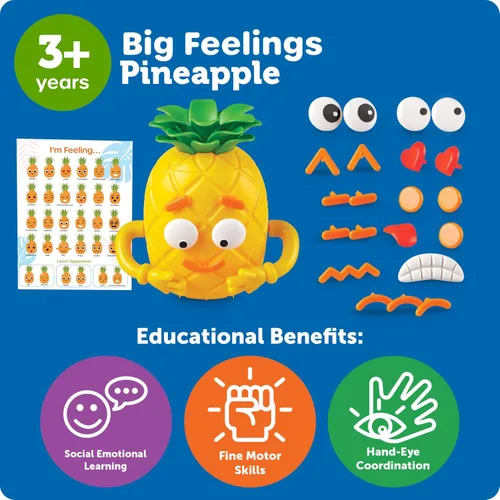 Miniatura 6 de Learning Resources Big Feelings Pineapple Deluxe Set - Juguetes de motricidad fina, herramientas de regulación de habilidades socioemocionales