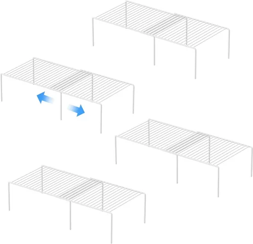 Miniatura 15 de Juego de 2 estantes expandibles ajustables para gabinete de cocina, estantes de almacenamiento de despensa de alambre de metal, organizador