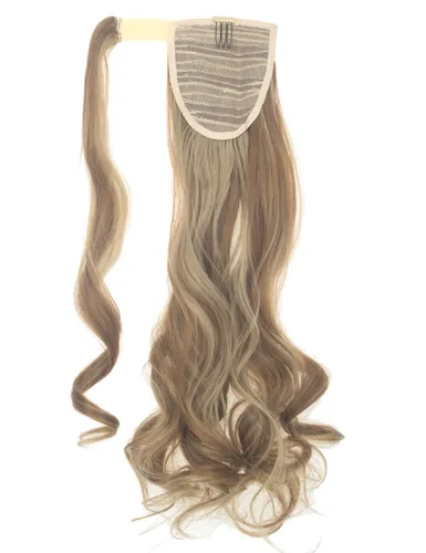 Miniatura 2 de Lelinta Extensión de cola de caballo rizada ondulada de 18 pulgadas para mujer, extensión de pelo sintético rubio ceniza mezcla Giner