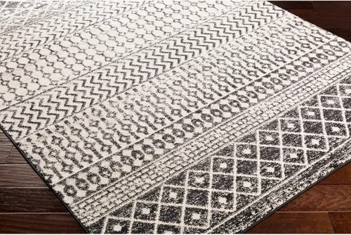 Miniatura 5 de Livabliss Alfombras de Área - Alfombra Chester Boho Marroquí Negra de 2x16 para Sala de Estar y Dormitorio - Alfombra Geométrica Blanca y Gris