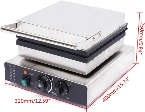 Miniatura 2 de Máquina para hacer gofres, máquina cuadrada antiadherente para hacer gofres, máquina comercial de acero inoxidable para panaderías, restaurantes