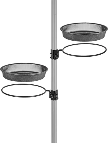 Miniatura 8 de iBorn Juego de Comederos de Suelo 2 Bandejas de Semillas para Aves Bandeja de Alimentación para Aves Salvajes de Malla con Base Elevada de Metal