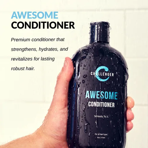 Miniatura 5 de Challenger Acondicionador de argán, jojoba, manteca de karité, aloe para hombre, 16 onzas, ingredientes de primera calidad, hormigueo, aceite