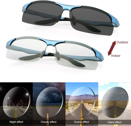 Miniatura 3 de YIMI Gafas de sol deportivas polarizadas fotocrómicas para hombre, ciclismo, pesca, conducción, protección UV, gafas antirreflejos 8003 Azul