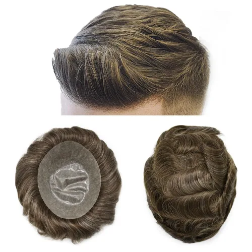 Miniatura 98 de Toupee - Sistema de reemplazo de cabello humano para hombre, 0.004 in, inyectado, piel de polietileno, piezas de pelo para hombre, 6 x 8 pulgadas