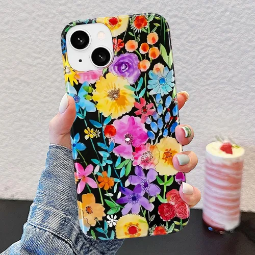 Miniatura 2 de J.west Bonita funda de teléfono para iPhone 13, diseño estético floral de acuarela, funda delgada y suave de TPU para mujer, antiarañazos, a prueba