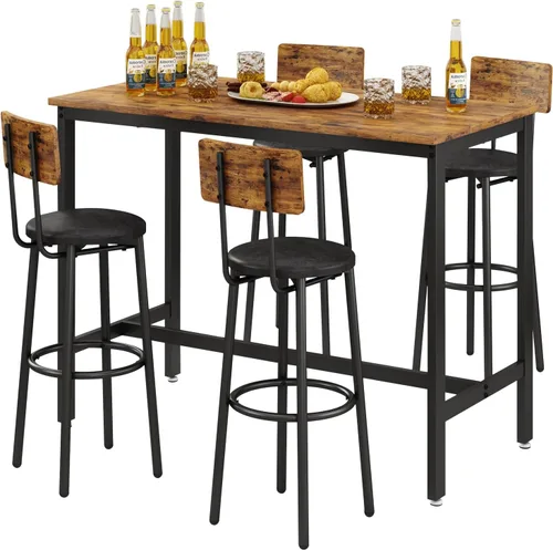 Miniatura 16 de Juego de mesa de comedor de 3 piezas para 2, mesa de bar moderna y sillas para cocina de espacio pequeño, juego de comedor rectangular de madera