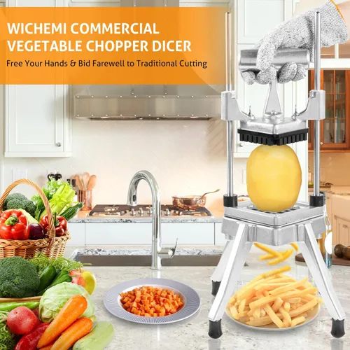 Miniatura 7 de WICHEMI Picador comercial de verduras y frutas, cortador de acero inoxidable para cebollas, papas, pimientos y champiñones (1/4 de pulgada)