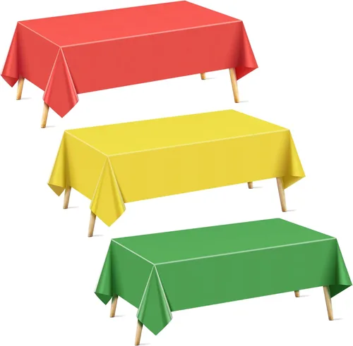 Miniatura 20 de Mantel rectangular de la serie azul y verde, 4 piezas, 54 x 72 pulgadas, color sólido, impermeable y a prueba de derrames, mantel de plástico