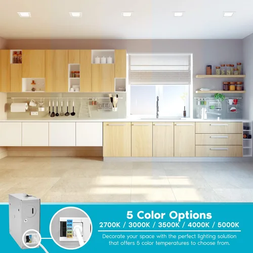 Miniatura 3 de LUXRITE Iluminación empotrable LED cuadrada ultrafina de 6 pulgadas, 5 opciones de temperatura de color 2700K - 5000K, luz empotrable regulable, 12