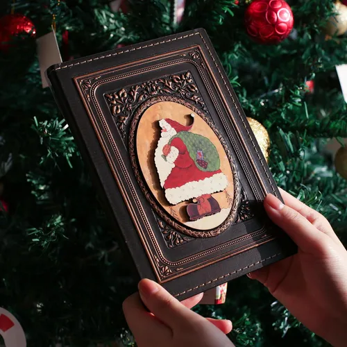 Miniatura 5 de Diario sin forro – Regalo de Papá Noel de Navidad y regalo 3D en relieve de tapa dura, cuaderno de bocetos A5 en blanco, 8.4 x 5.7 pulgadas