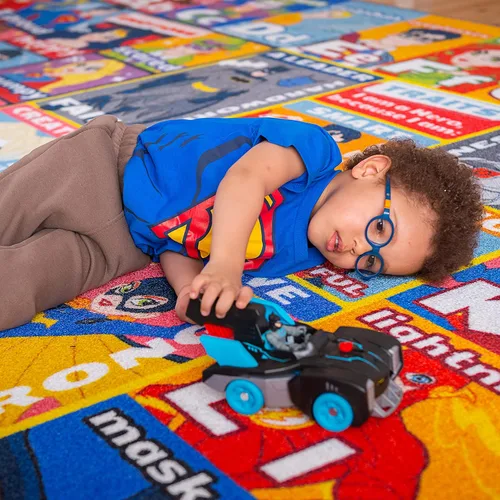 Miniatura 2 de DC Super Friends - Alfombra educativa para niños, alfabeto, emociones y rasgos de héroe ABC, alfombra de aprendizaje de habilidades sociales