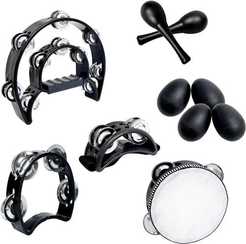 Panderetas para adultos, juego de percusión musical de mano, pandereta de media luna, martillo de arena, martillo de arena, palitos de ritmo de