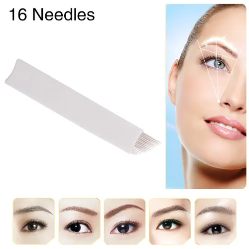 Miniatura 3 de Chuse S16 50pcs Maquillaje Permanente Manual Ceja Tatuaje Aguja Curvada Hoja 16 Agujas