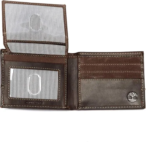 Miniatura 14 de Timberland Cartera de lona de cuero Baseline para hombre con bolsillo abatible adjunto