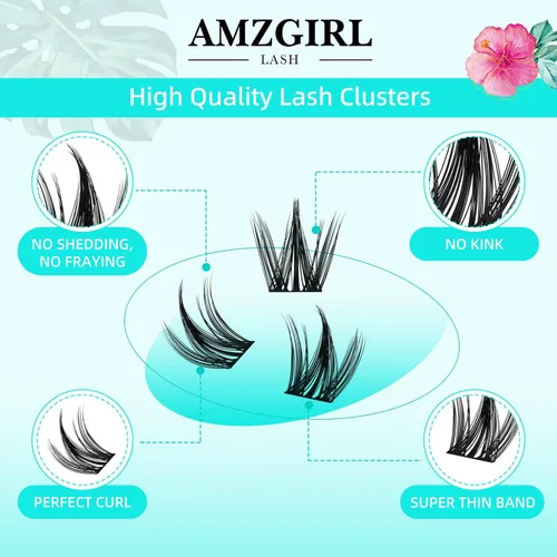 Miniatura 3 de Lash Cluster Manga - 140 unidades de pestañas en racimo de aspecto mojado ultrafinas extensiones de pestañas con punta animé con pestañas anchas