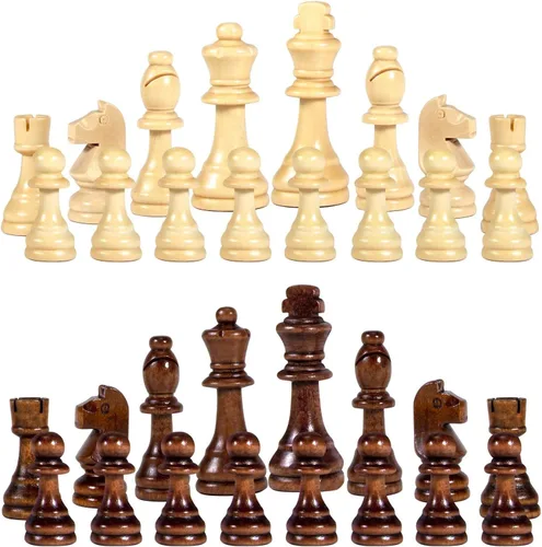 Miniatura 6 de AMEROUS Piezas de ajedrez de madera solamente, piezas de ajedrez Staunton de madera para torneo con rey de 3.5 pulgadas, peones de juego de ajedrez