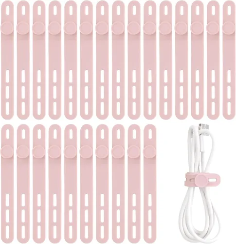 Miniatura 11 de Oligei 25 bridas de silicona para cables, reutilizables, de alta elasticidad para cables eléctricos, organizador de cables para auriculares