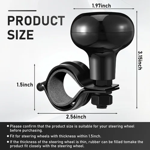 Miniatura 2 de Tallew 2 piezas de perilla giratoria para volante, perillas suicidas para volante, rotación de 360 grados, accesorios de tractor para automóviles