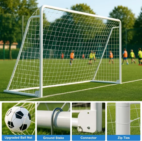 Miniatura 4 de MOPHOTO Portería de fútbol, 6x4/8x6/10x6.5/12x6/16x7/18.5x6.5/21x7/24x8 pies para patio trasero, portería de fútbol de tamaño completo