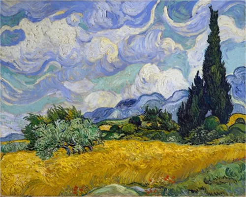 Miniatura 8 de YEESAM ART Pintura por números para adultos, The Red Vineyard de Van Gogh de 16 x 20 pulgadas, lienzo de lino acrílico, kit de pintura de números