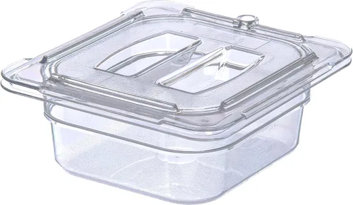 Miniatura 8 de Carlisle FoodService Products StorPlus - Tapa con asa, cubierta para bandejas de comida de tamaño 1/6, 6.88 x 6.31 pulgadas, 1 unidad, transparente
