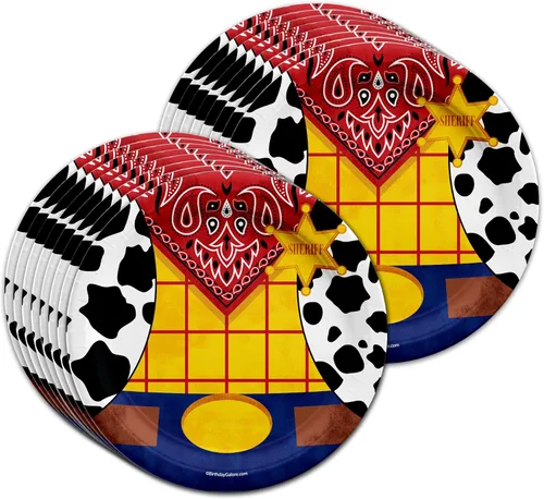 Miniatura 2 de Birthday Story Toy Cowboy - Juego de suministros para fiesta de cumpleaños, platos, servilletas, tazas, kit de vajilla para 16 Historia de cumpleaños