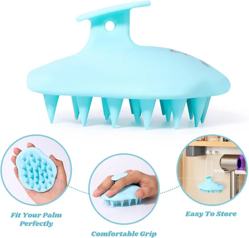 Miniatura 3 de URTHEONE Cepillo masajeador de cuero cabelludo para el crecimiento del cabello, cepillo de ducha de silicona suave para mujeres, hombres y niños