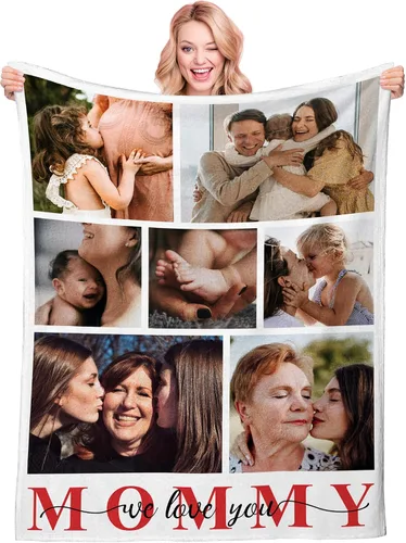 Miniatura 12 de Manta personalizada con texto fotográfico, manta de Navidad personalizada, manta de franela personalizada para bebés, familiares, parejas y amigos