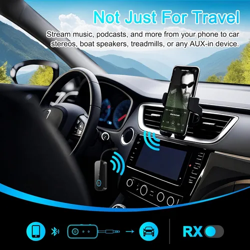 Miniatura 7 de Transmisor Receptor Bluetooth 5.4 Premium Pro, adaptador de audio de avión, transmisor inalámbrico para TV/vuelo de viaje, aerolínea, gimnasio. Negro