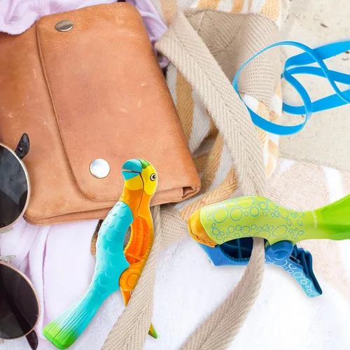 Miniatura 6 de Juego de 2 clips para toallas de playa, pinzas para toallas de cerveza para sillas de playa, divertidas pinzas de ropa resistentes al viento