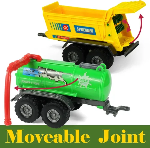 Miniatura 2 de Combine Harvester Tractor con remolques, juego de 4 juguetes de granja para niños y niños pequeños de 3 a 5 años, camiones esparcidores monstruos