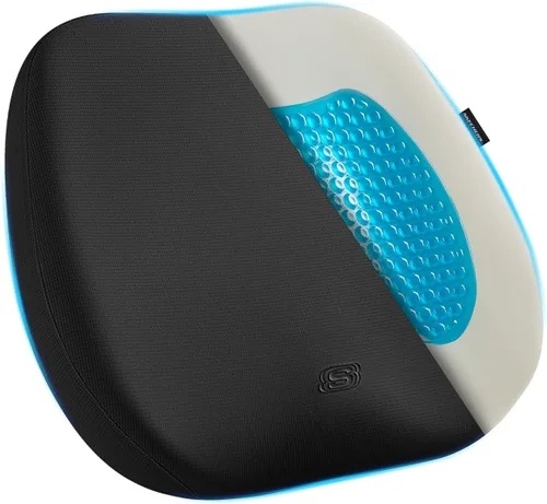 Skechers Cojín de asiento de gel y espuma viscoelástica de alta calidad, cojín para silla de oficina para aliviar el dolor de coxis, almohada para