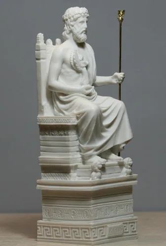 Miniatura 6 de Estatua de alabastro griego de Zeus Júpiter del rey de los dioses, decoración de 10.6 pulgadas