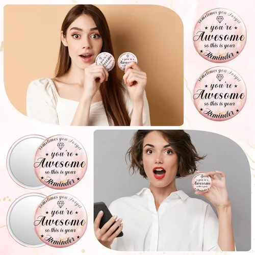 Miniatura 5 de Tradder 18 piezas de espejo compacto a granel para mujeres, regalo de belleza rosa, día de la madre, regalos inspiradores de agradecimiento