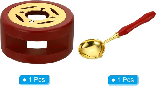 Miniatura 3 de PATIKIL Kit de sellado de cera, calentador de sellos de cera con cuchara de fusión, estufa de fusión retro, herramienta de horno largo para sellado
