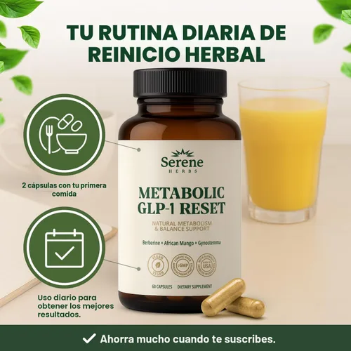 Miniatura 4 de Serene Herbs Suplemento GLP-1 para Mujeres y Hombres - Reinicio Metabólico, Apoyo para el Hambre con Berberina, InnoSlim, Actiponin - Potenciador