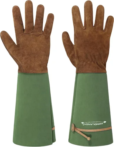 Miniatura 10 de HANDLANDY HLDD Long Gardening Gloves for Women Men - Leather Rose Pruning Gloves Thorn Proof - Breathable Working Glove Rosa