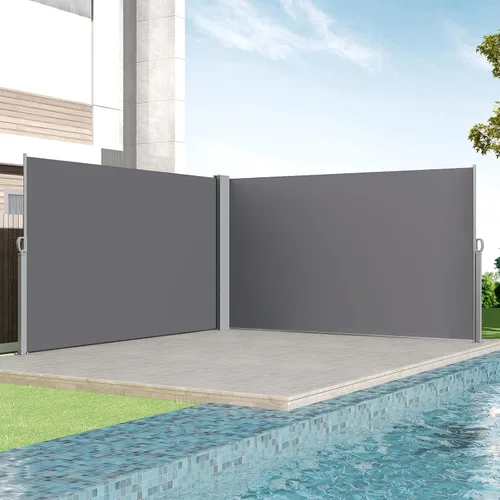 C-Hopetree Toldo retráctil de doble cara de 236 x 71 pulgadas, para patio, impermeable, panel de privacidad para terraza, porche y balcón, color